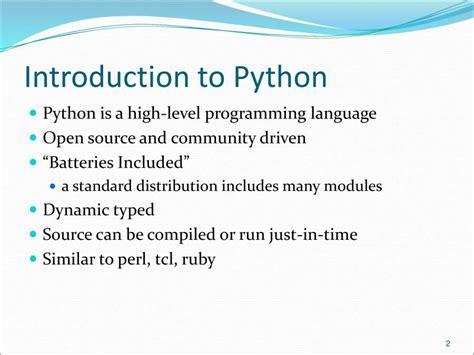 Introduction to Python .